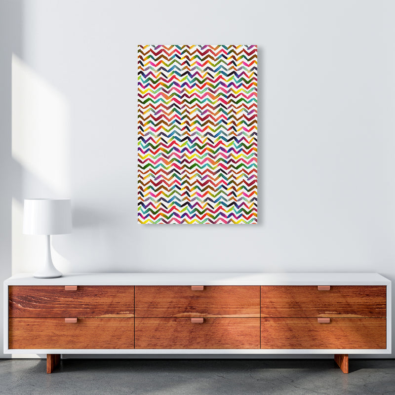 Chevron Stripes Multicolored Abstract Art Print by Ninola Design A1 Canvas