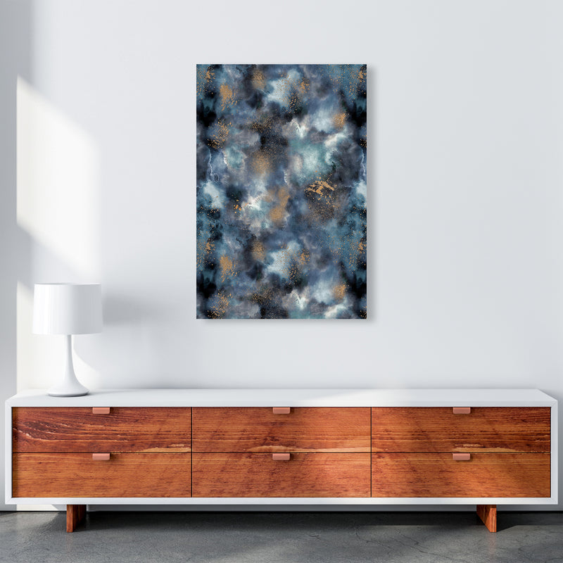 Smoky Marble Watercolor Dark Abstract Art Print by Ninola Design A1 Canvas