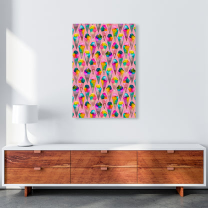 Cute Ice Creams Kids Pink Abstract Art Print by Ninola Design A1 Canvas