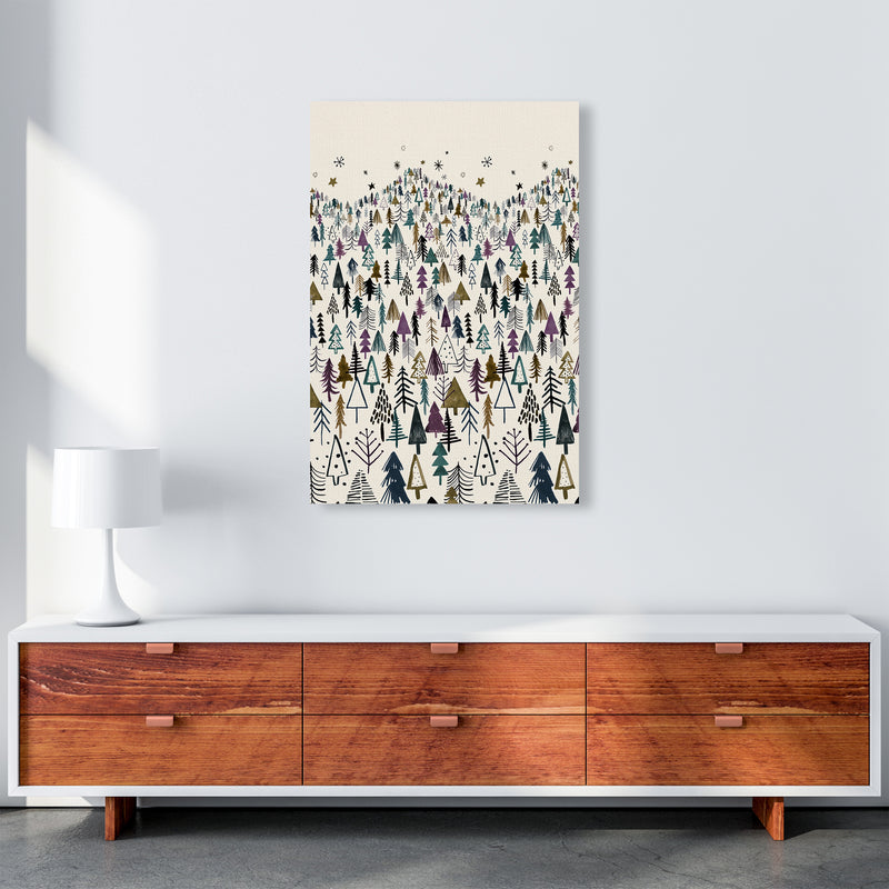 Trees Forest Night Purple Abstract Art Print by Ninola Design A1 Canvas