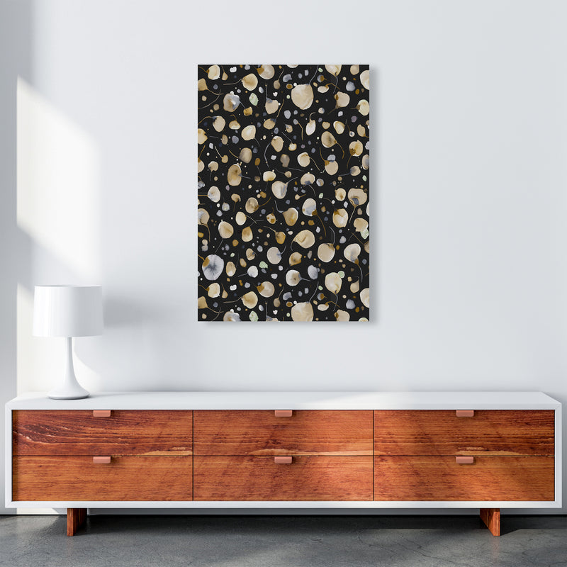 Flying Seeds Gold Silver Abstract Art Print by Ninola Design A1 Canvas