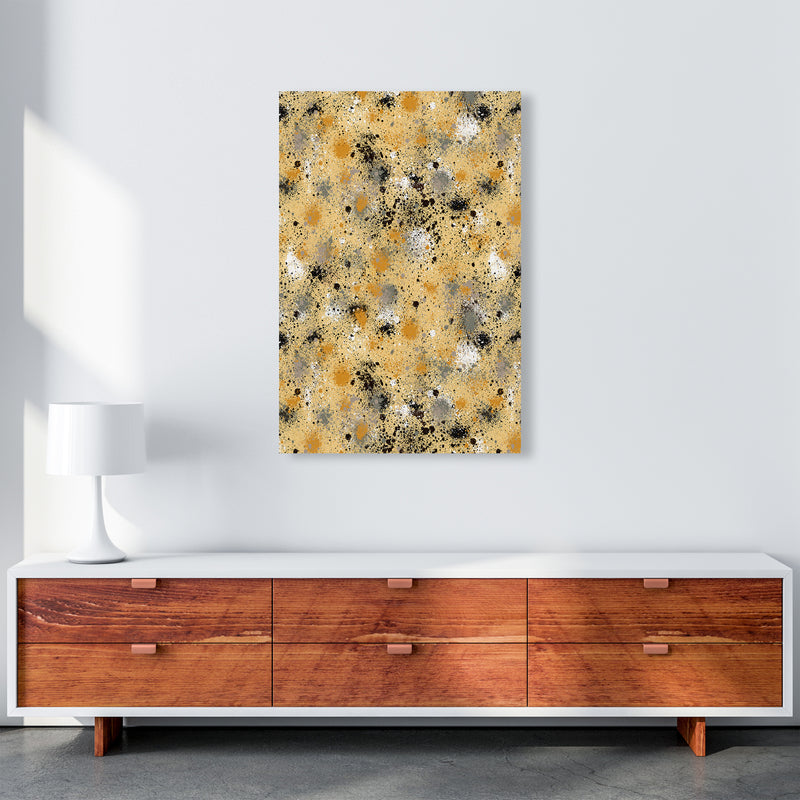 Ink Dust Splatter Yellow Abstract Art Print by Ninola Design A1 Canvas