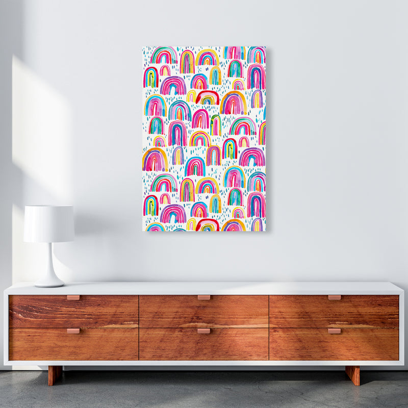 Cute Watercolor Rainbows Abstract Art Print by Ninola Design A1 Canvas