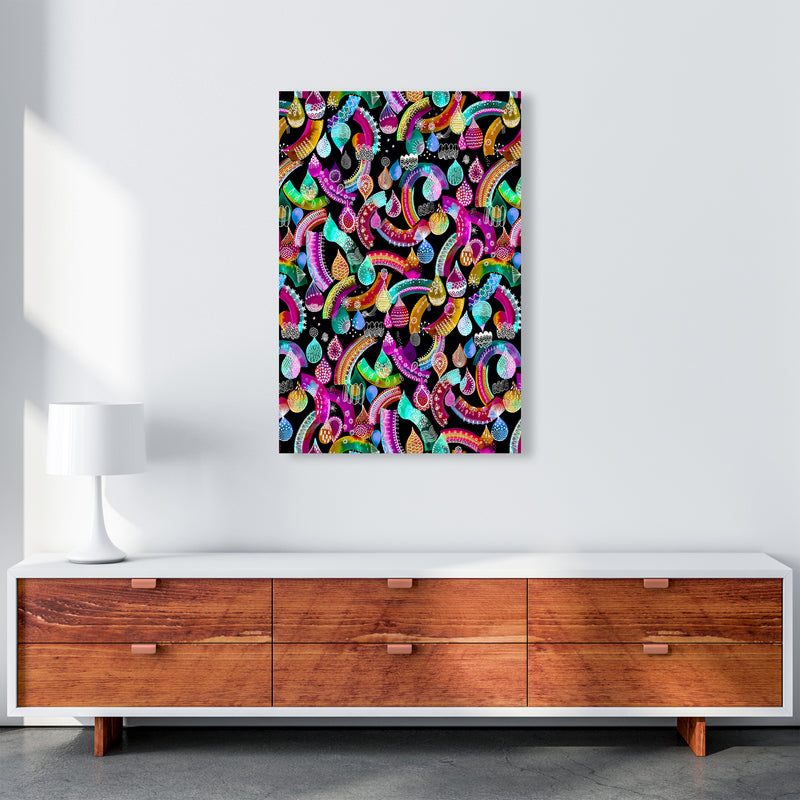 Rainbow Lace Neon Kids Abstract Art Print by Ninola Design A1 Canvas