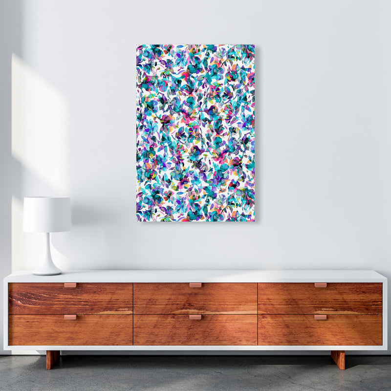 Aquatic Flowers Blue Abstract Art Print by Ninola Design A1 Canvas