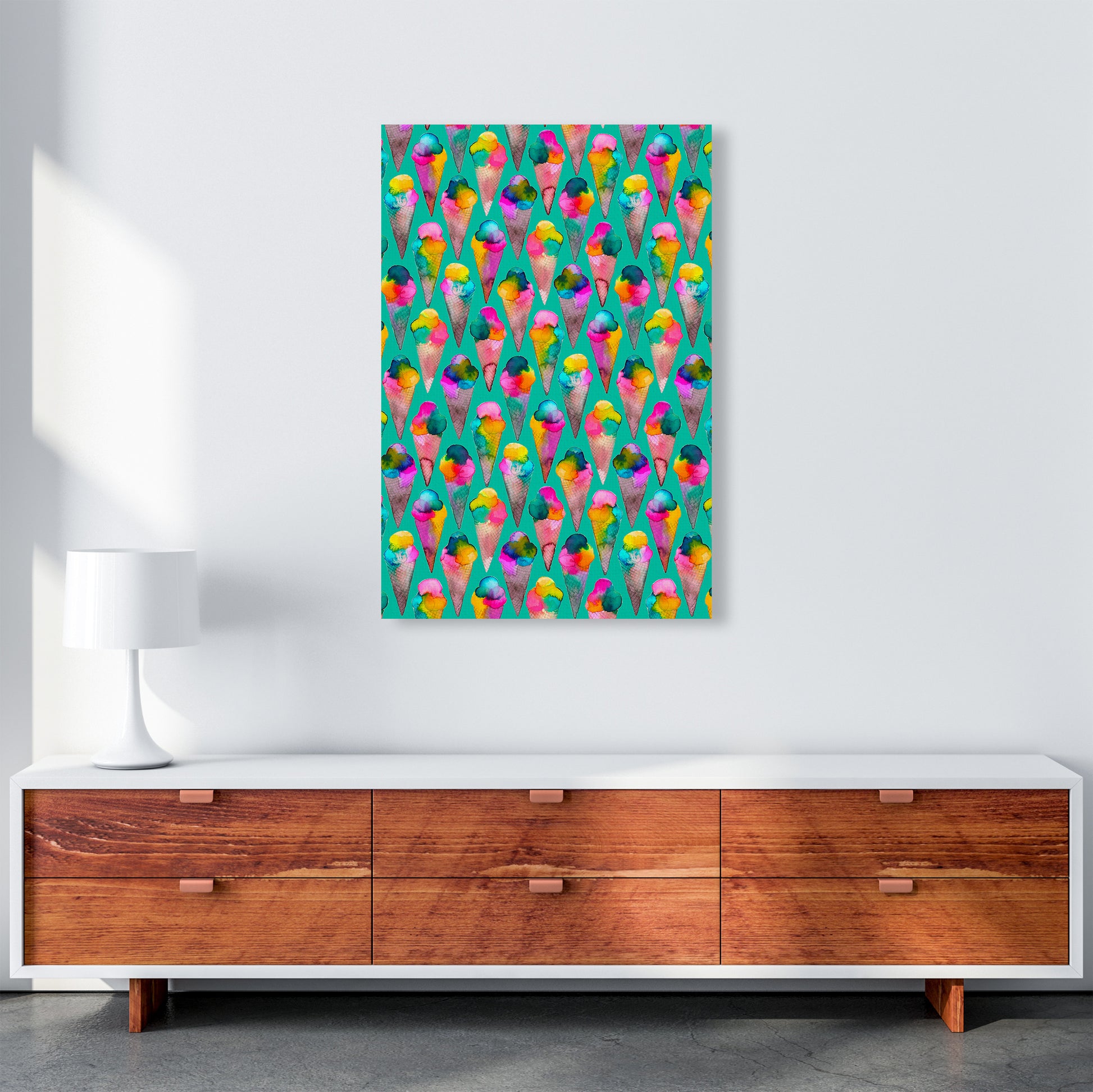 Cute Ice Creams Kids Abstract Art Print by Ninola Design A1 Canvas