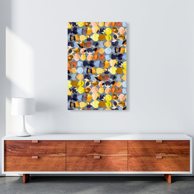 Ink Dots Blue Yellow Abstract Art Print by Ninola Design A1 Canvas