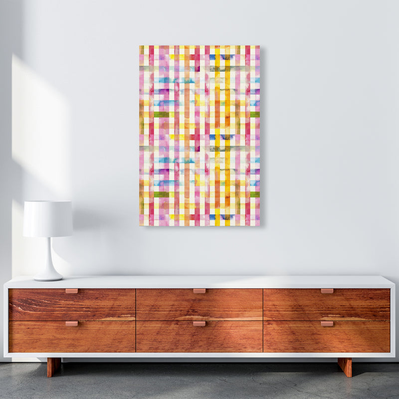 Gingham Vichy Yellow Abstract Art Print by Ninola Design A1 Canvas