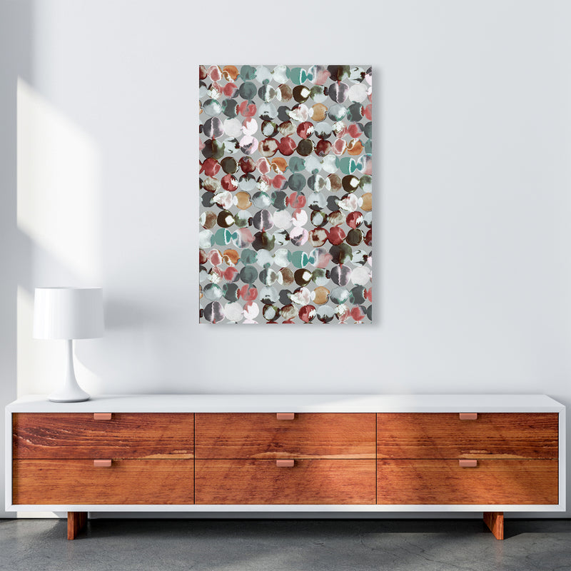 Ink Dots Gray Green Abstract Art Print by Ninola Design A1 Canvas
