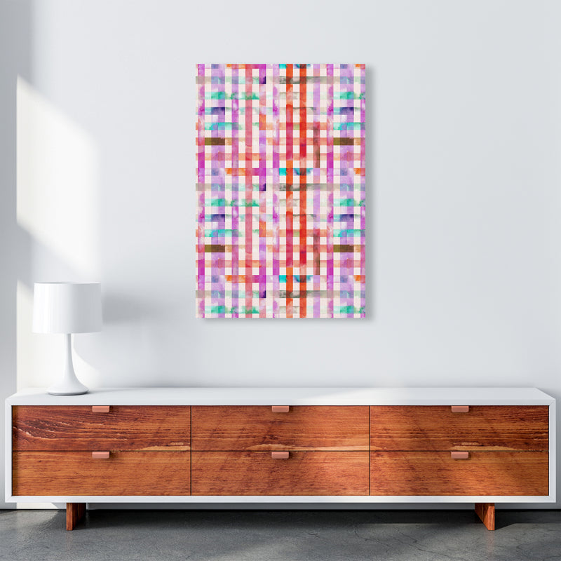 Gingham Vichy Pink Abstract Art Print by Ninola Design A1 Canvas