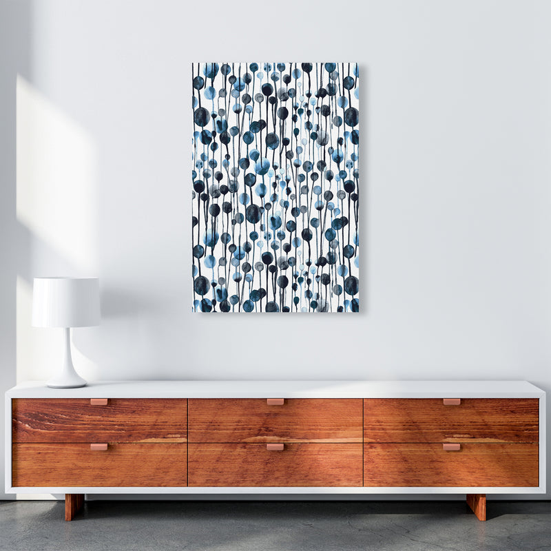 Dripping Dots Navy Abstract Art Print by Ninola Design A1 Canvas