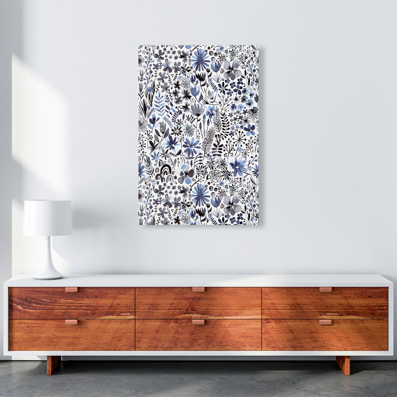 Winter Ink Flowers Abstract Art Print by Ninola Design A1 Canvas