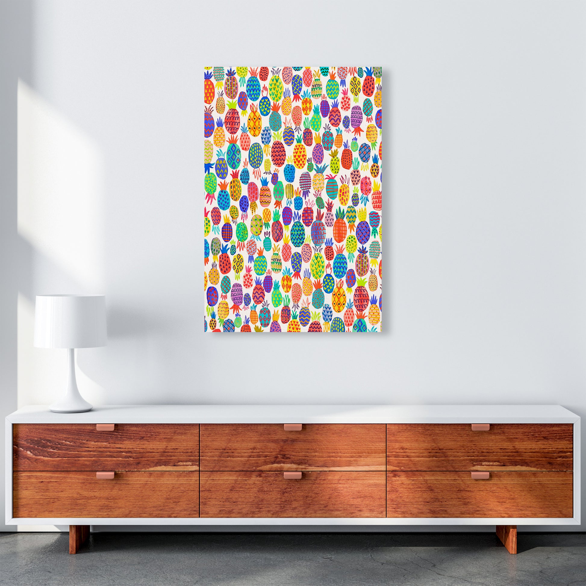 Cute Pineapples Abstract Art Print by Ninola Design A1 Canvas