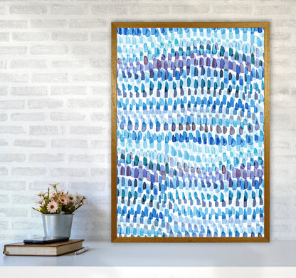 Artsy Strokes Stripes Colorful Blue Abstract Art Print by Ninola Design A1 Print Only