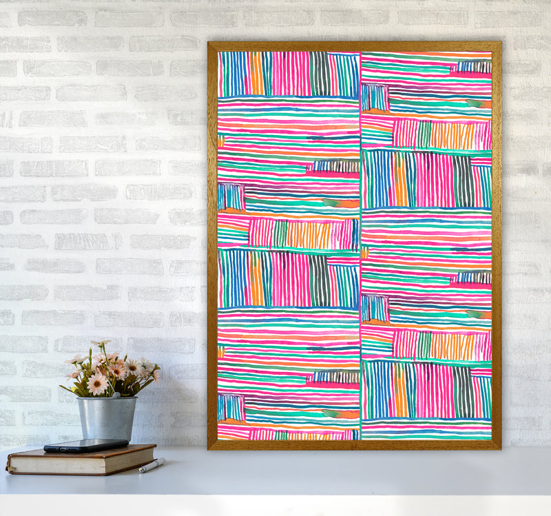 Watercolor Linear Meditation Pink Abstract Art Print by Ninola Design A1 Print Only