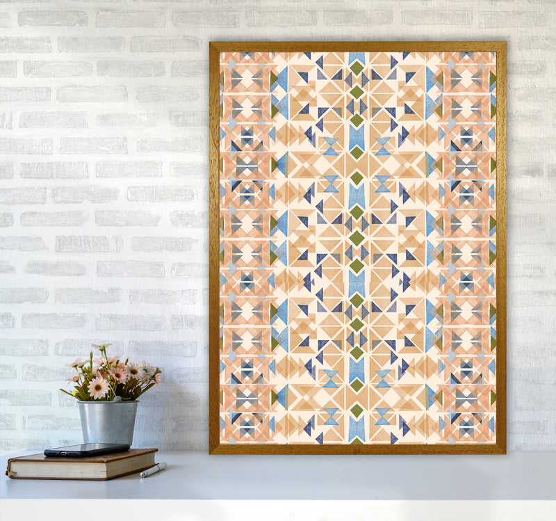 Boho Nomadic Tribal Orange Abstract Art Print by Ninola Design A1 Print Only