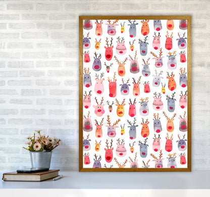 Cute Winter Reindeers Kids Abstract Art Print by Ninola Design A1 Print Only