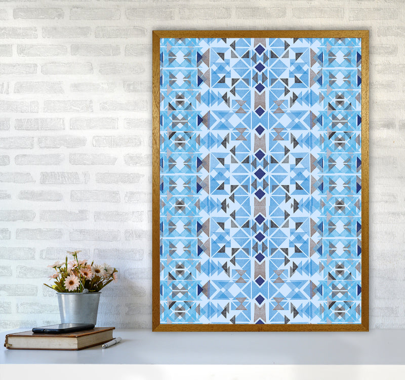 Boho Nomadic Tribal Blue Abstract Art Print by Ninola Design A1 Print Only