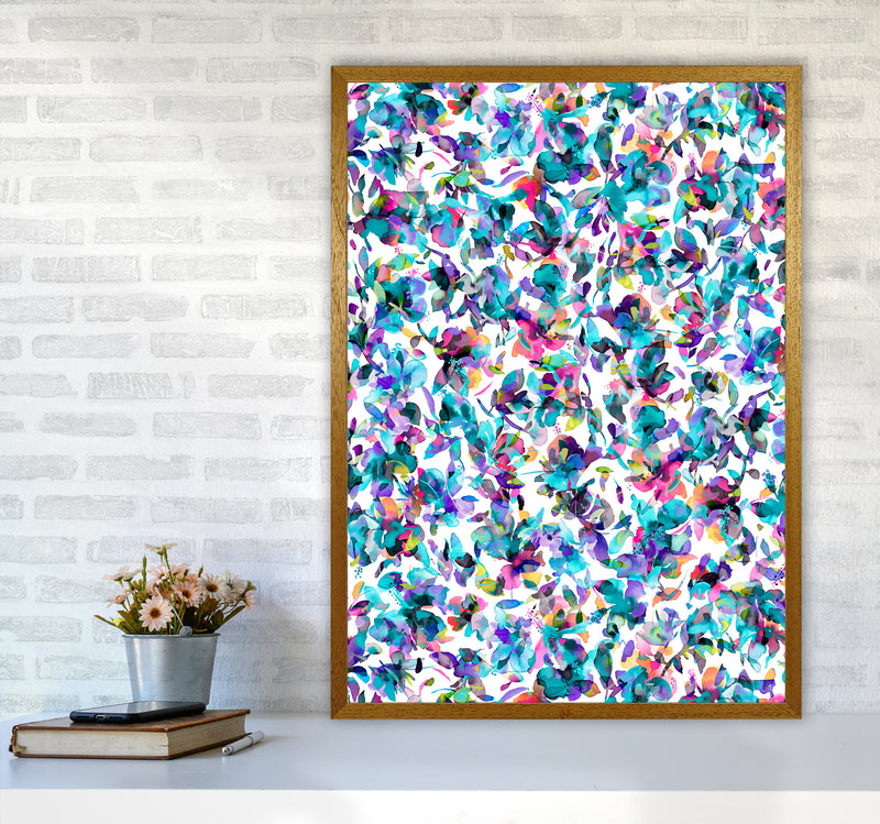 Aquatic Flowers Blue Abstract Art Print by Ninola Design A1 Print Only