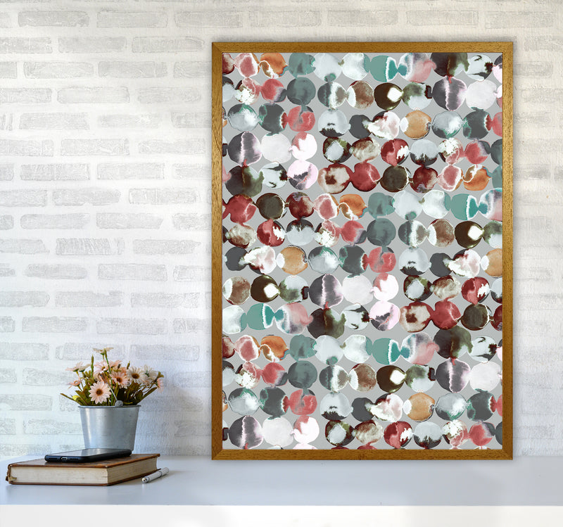Ink Dots Gray Green Abstract Art Print by Ninola Design A1 Print Only