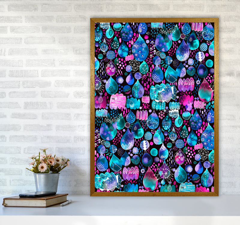 Rain Stitches Neon Abstract Art Print by Ninola Design A1 Print Only
