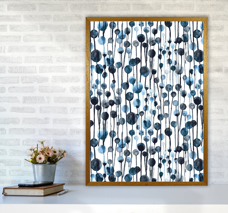 Dripping Dots Navy Abstract Art Print by Ninola Design A1 Print Only
