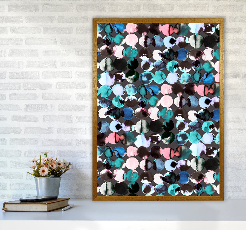 Ink Dots Blue Red Abstract Art Print by Ninola Design A1 Print Only
