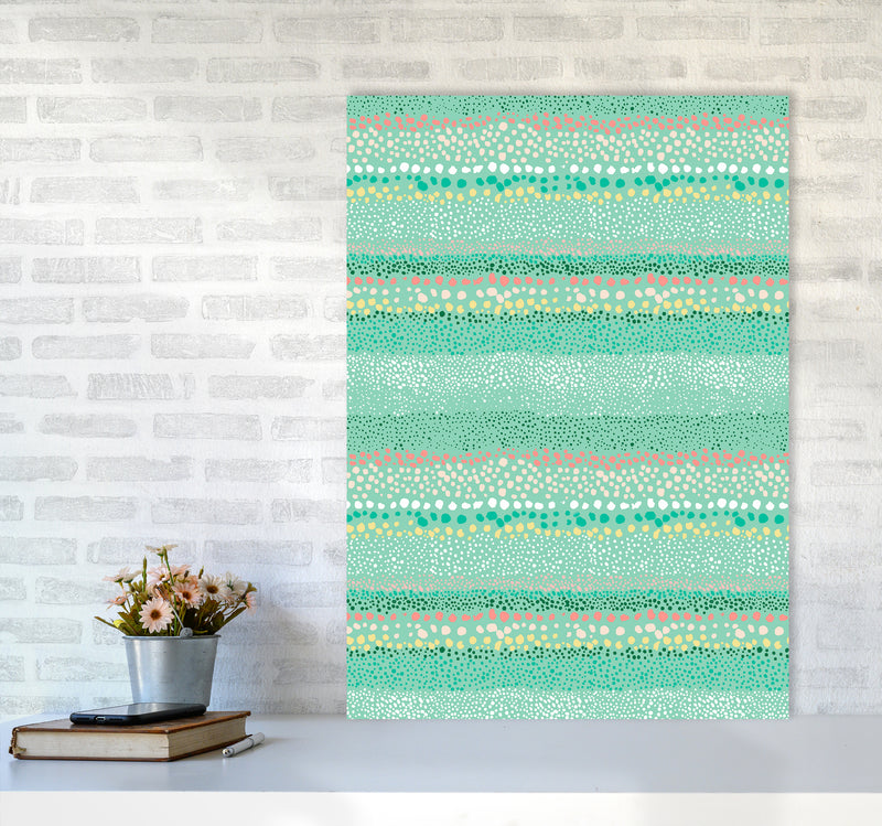 Little Textured Minimal Dots Green Abstract Art Print by Ninola Design A1 Black Frame