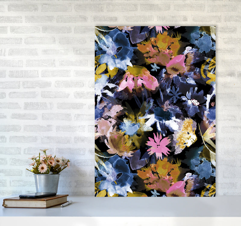 Watercolor Sring Memories Black Abstract Art Print by Ninola Design A1 Black Frame