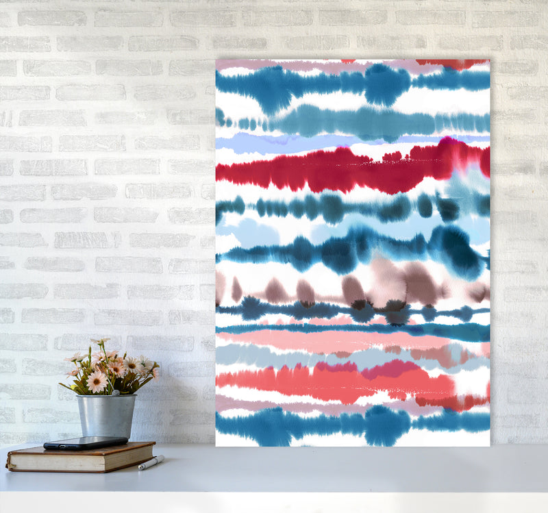 Soft Nautical Watercolor Lines Abstract Art Print by Ninola Design A1 Black Frame