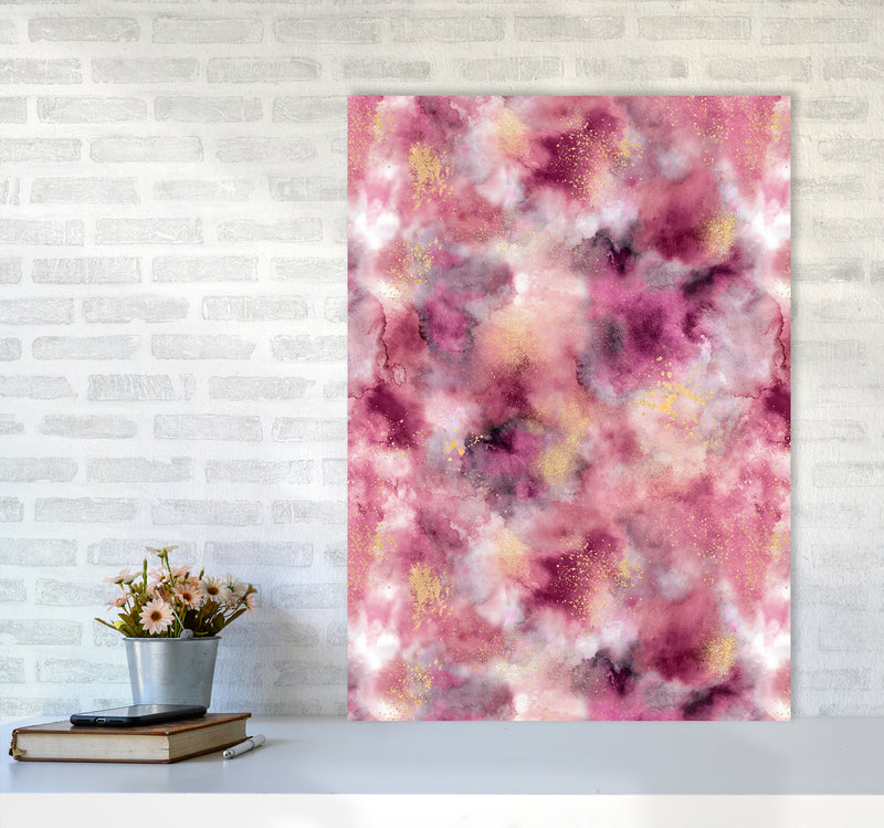 Smoky Marble Watercolor Pink Abstract Art Print by Ninola Design A1 Black Frame
