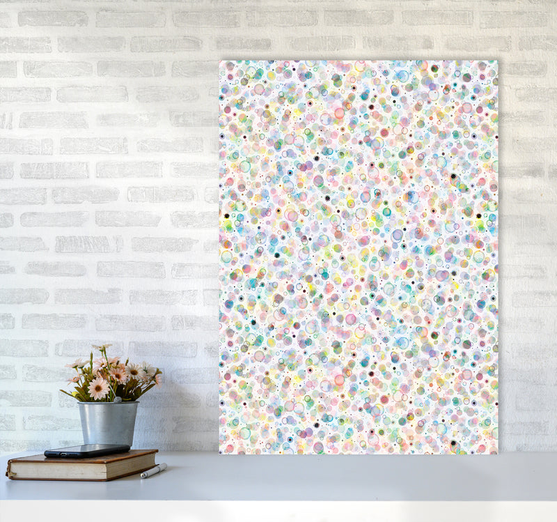 Cosmic Bubbles Multicolored Abstract Art Print by Ninola Design A1 Black Frame