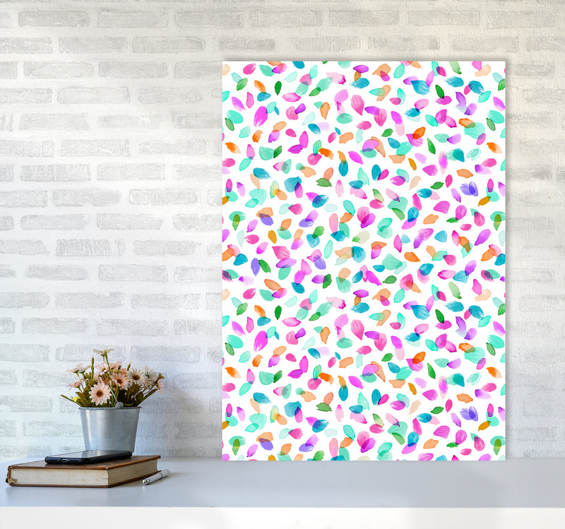 Minimal Flower Petals Pink Abstract Art Print by Ninola Design A1 Black Frame