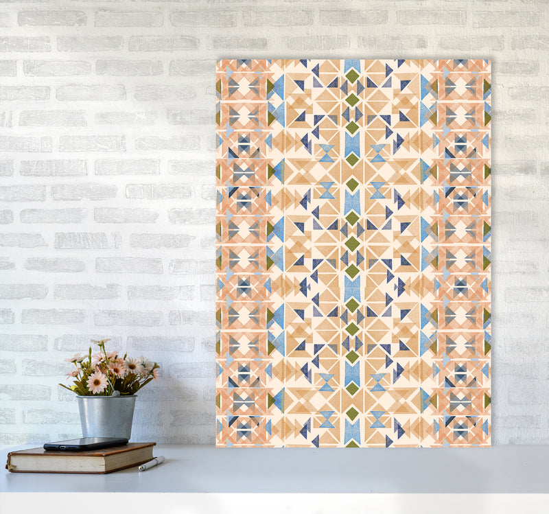 Boho Nomadic Tribal Orange Abstract Art Print by Ninola Design A1 Black Frame