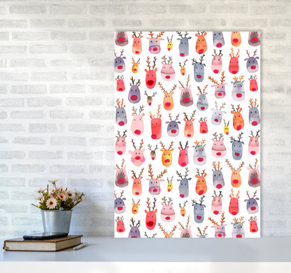 Cute Winter Reindeers Kids Abstract Art Print by Ninola Design A1 Black Frame