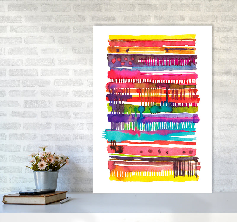 Irregular Watercolor Lines Abstract Art Print by Ninola Design A1 Black Frame