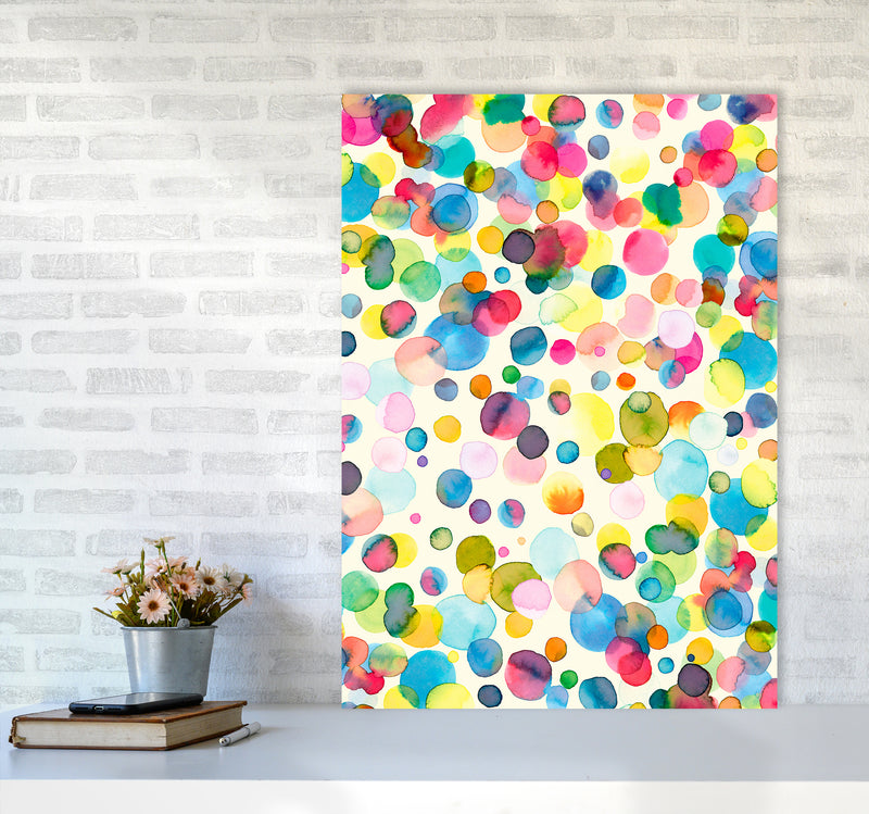 Watercolor Colorful Drops Abstract Art Print by Ninola Design A1 Black Frame