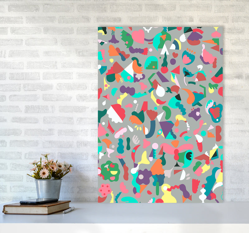 Dreamy Animal Shapes Gray Abstract Art Print by Ninola Design A1 Black Frame