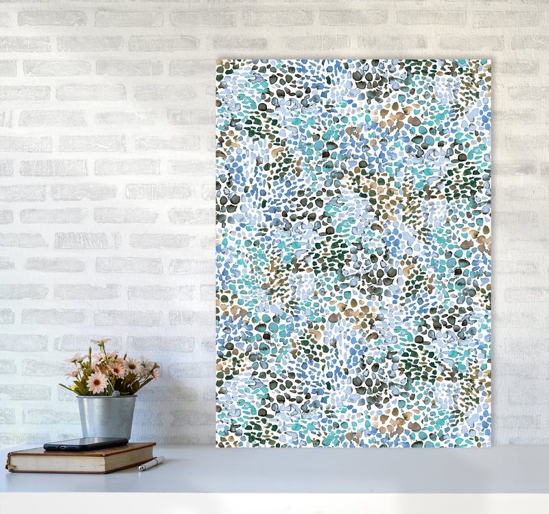 Speckled Watercolor Blue Abstract Art Print by Ninola Design A1 Black Frame