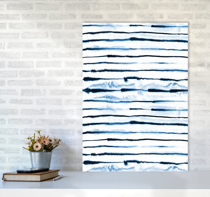 Electric Ink Lines White Abstract Art Print by Ninola Design A1 Black Frame