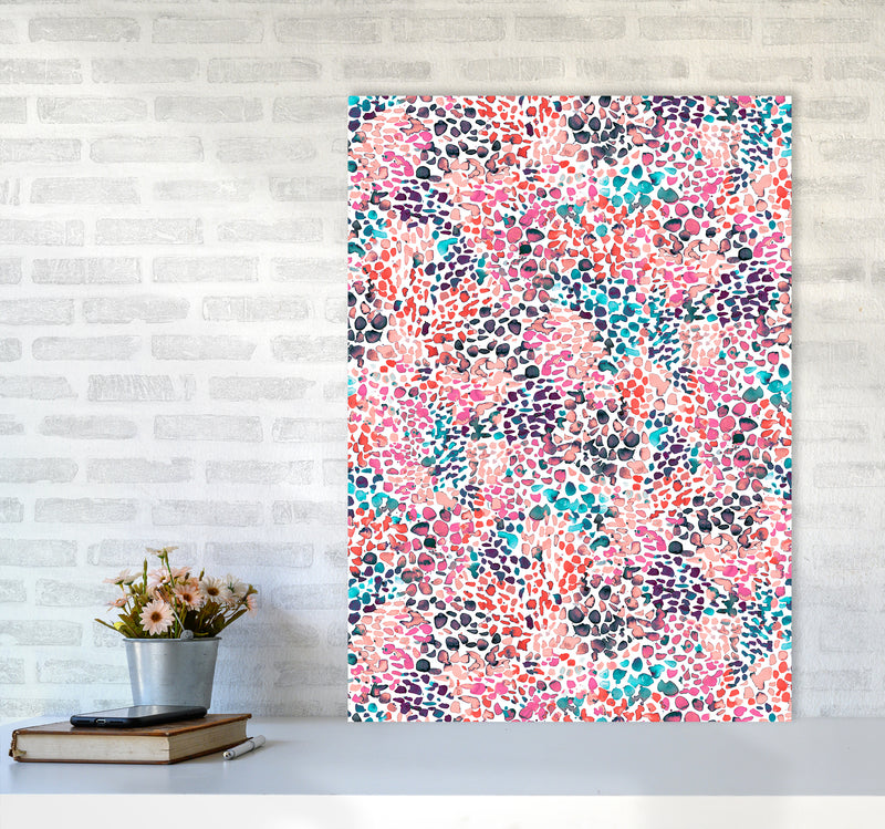 Speckled Watercolor Pink Abstract Art Print by Ninola Design A1 Black Frame