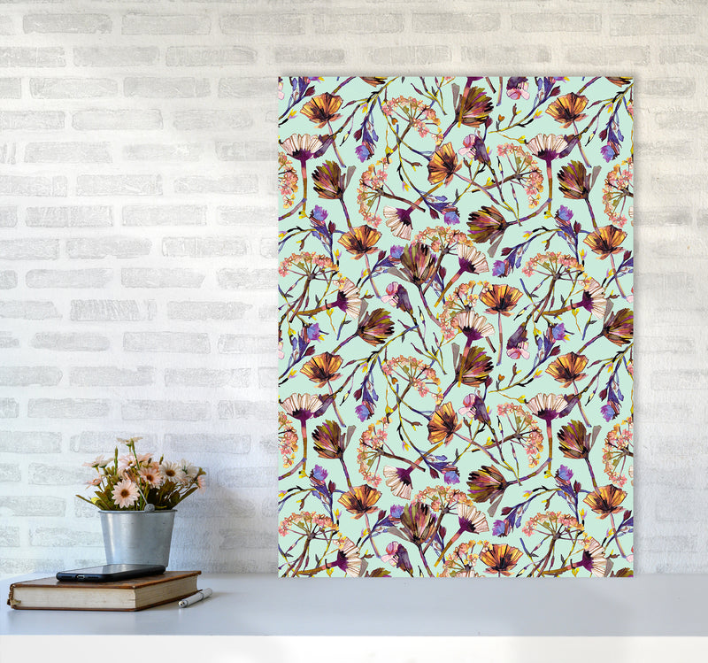 Dry Blue Flowers Collage Abstract Art Print by Ninola Design A1 Black Frame