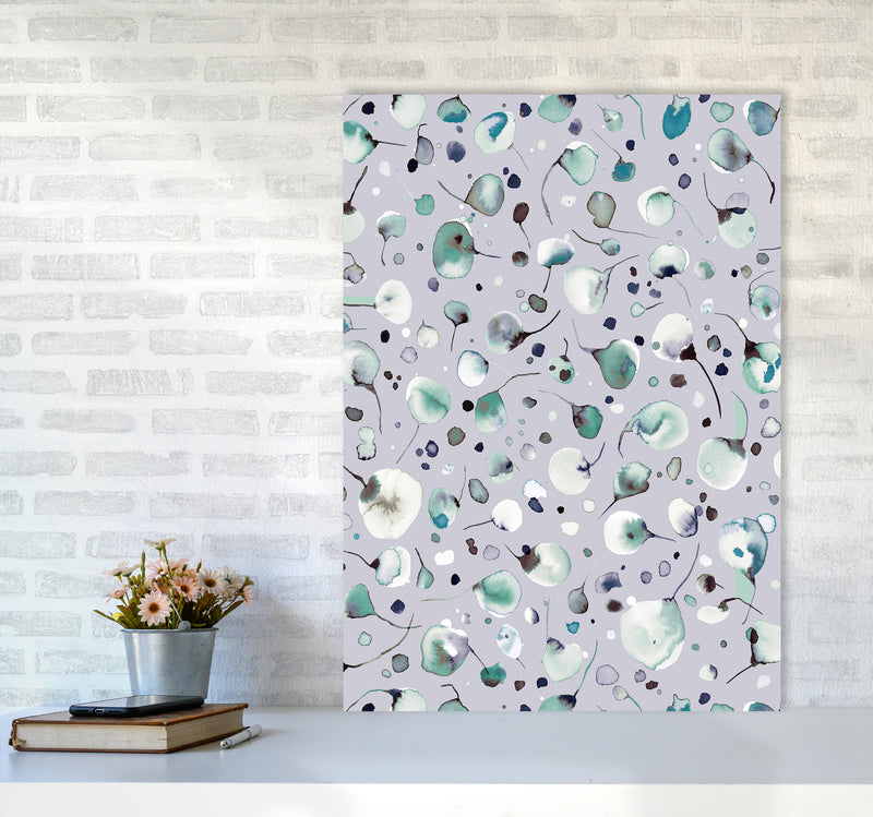 Flying Seeds Ice Winter Abstract Art Print by Ninola Design A1 Black Frame