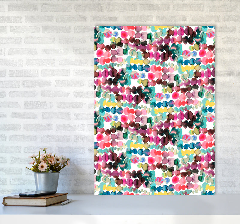 Ink Bleeding Dots Pink Abstract Art Print by Ninola Design A1 Black Frame