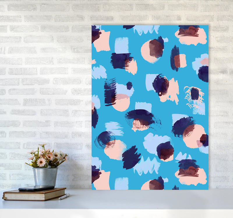 Abstract Stains Blue Abstract Art Print by Ninola Design A1 Black Frame