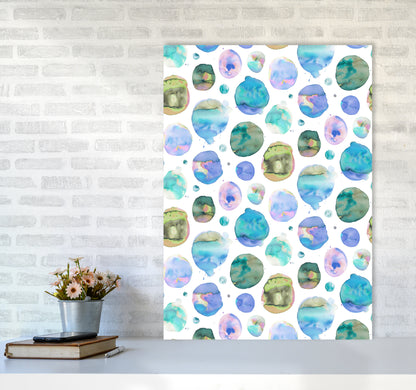 Big Watery Dots Blue Abstract Art Print by Ninola Design A1 Black Frame