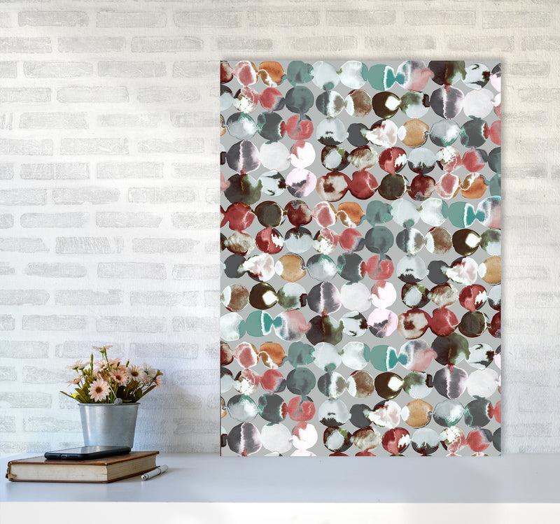 Ink Dots Gray Green Abstract Art Print by Ninola Design A1 Black Frame