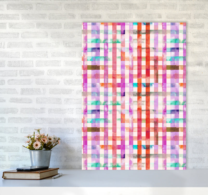 Gingham Vichy Pink Abstract Art Print by Ninola Design A1 Black Frame