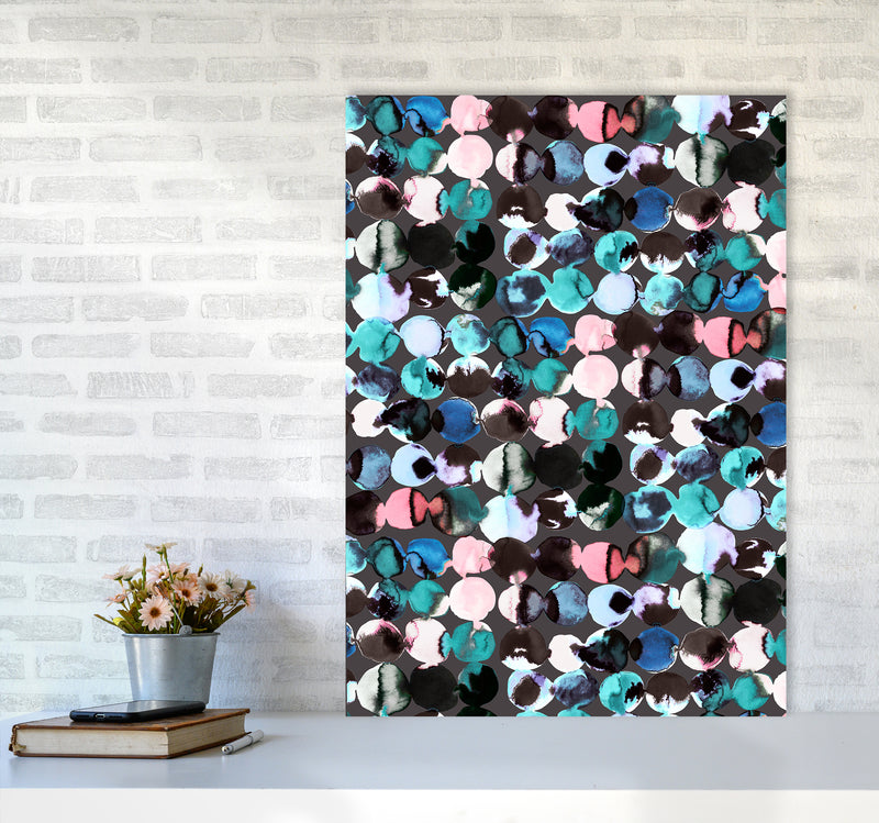 Ink Dots Blue Red Abstract Art Print by Ninola Design A1 Black Frame