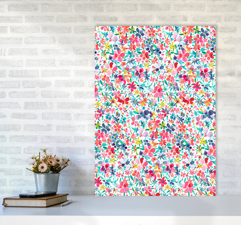 Colorful Petals Abstract Art Print by Ninola Design A1 Black Frame